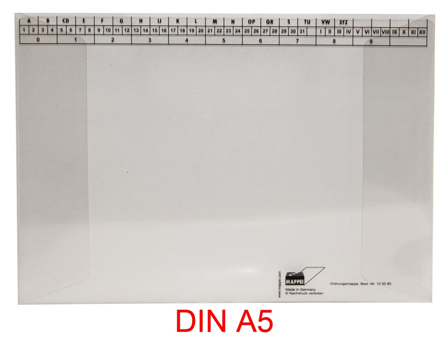 Ordnungsmappe für DIN A5, PVC klar, 250 g/qm